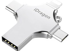 Stick USB-C 128GB iUni iDragon 4 in 1 Lightning, MicroUSB, Type-C, USB, Smartphone iOS si Android